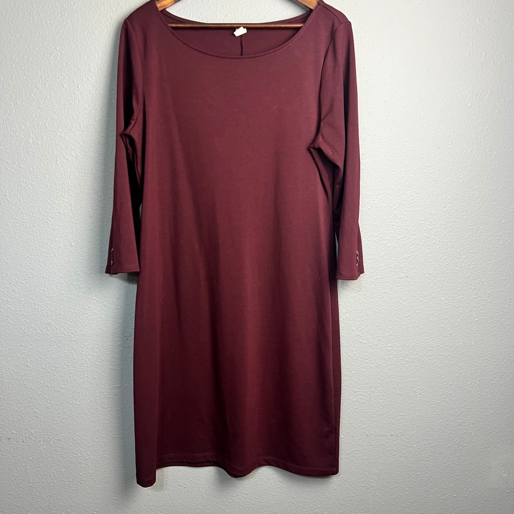 Old Navy Casual Mini Dress 3/4 Sleeve Button Detail Maroon Closet Staple Size L